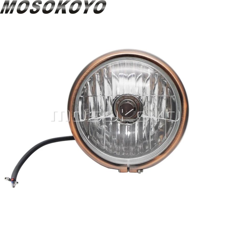 【並行輸入品】 ヴィンテージ ブラウン ベゼル 6\" H4 12V ヘッドライト マウント ブラケット ハーレー Old School チョッパー ボバー カフェレーサー カスタムの画像