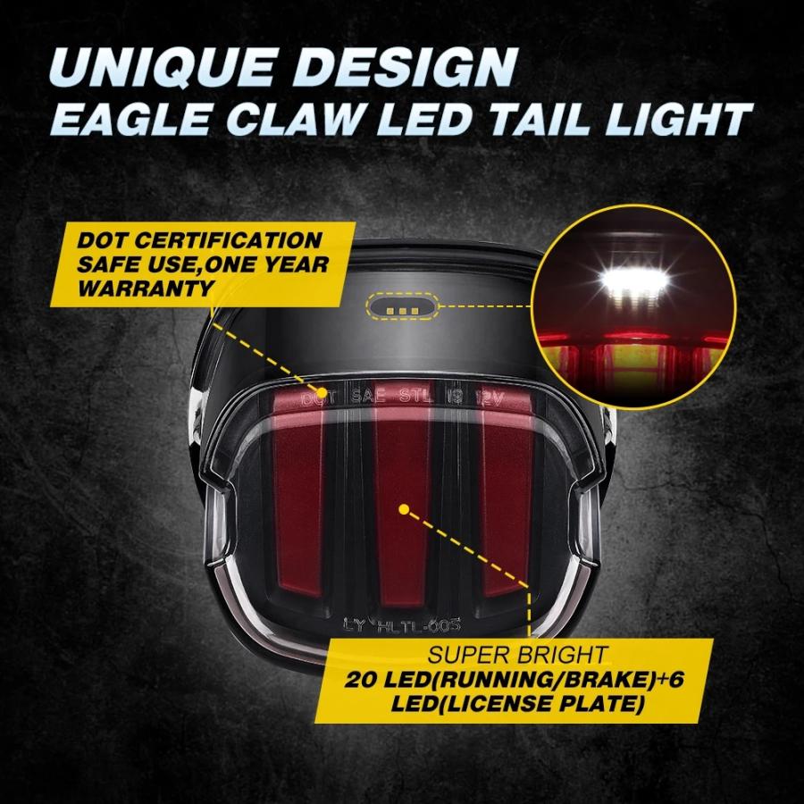 【並行輸入品】 DOT Eマーク Approved リア ブレーキ ライト バイク LED テールライト ハーレー スポーツスター XL883 XL1200 ソフテイル ツーリング Road テー