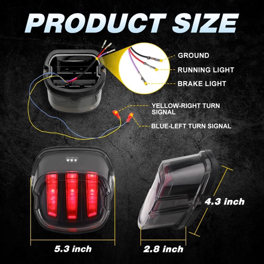 【並行輸入品】 DOT Eマーク Approved リア ブレーキ ライト バイク LED テールライト ハーレー スポーツスター XL883 XL1200 ソフテイル ツーリング Road テー