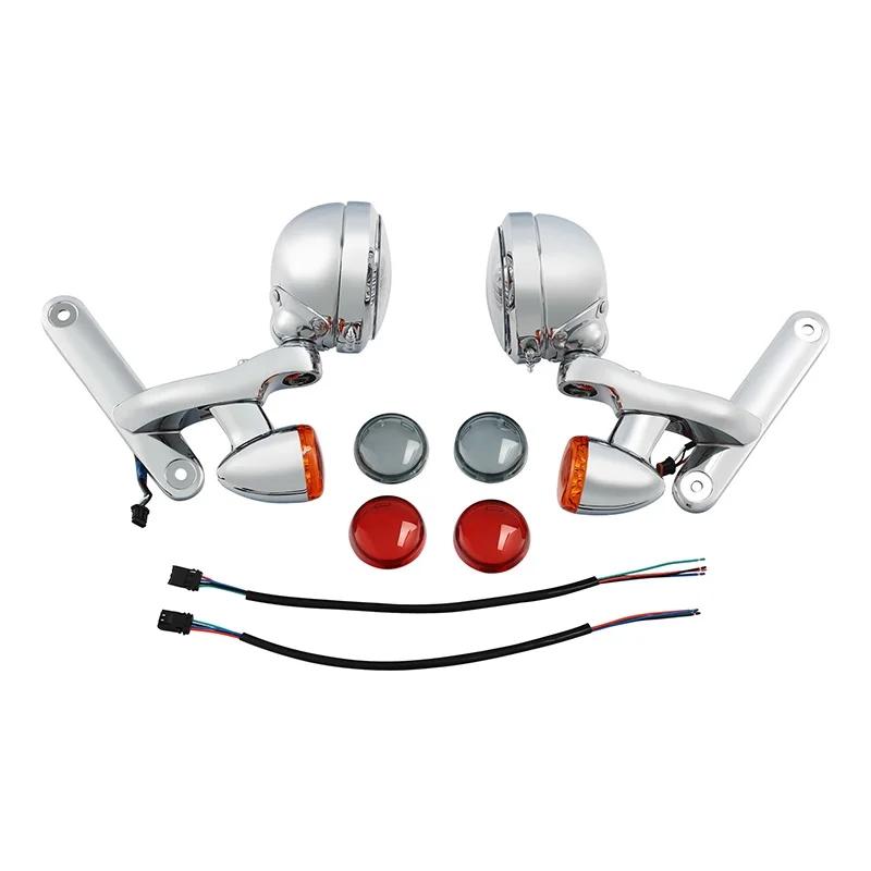 【並行輸入品】 バイク ウィンカー LED スポットライト フォグ ライト ハウジング ブラケット ハーレー エレクトラ ストリートグライド FLHX ロードキング 97-の画像
