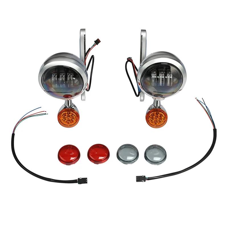【並行輸入品】 バイク ウィンカー LED スポットライト フォグ ライト ハウジング ブラケット ハーレー エレクトラ ストリートグライド FLHX ロードキング 97-の画像