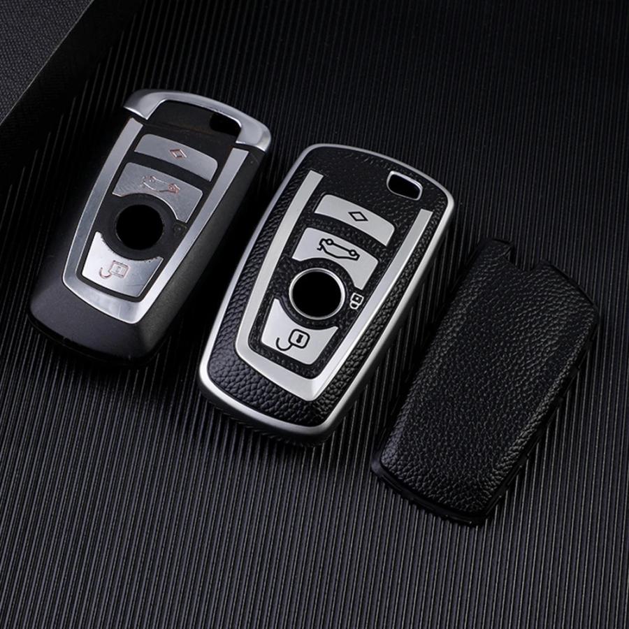 ontto Autosleutelhoes geschikt voor BMW F20, F30, G20, F31, F34, F10, G30, F11, X3, F25, X4, I3, M3, M4, 1, 3-serie, 5-delige set, 4 toetsen, TPU sleutelbehuizing, sleutelhanger, accessoires, zwart
