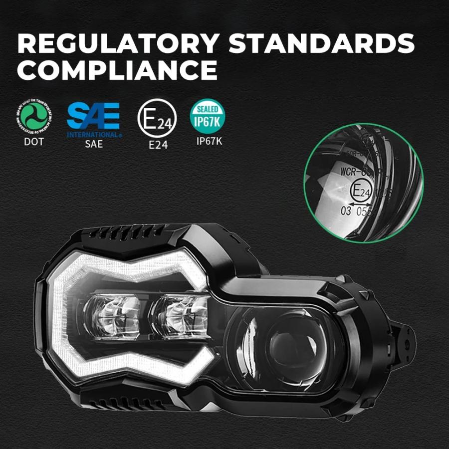 並行輸入品 LED ヘッドライト イカリング E24 マーク F800GS ADV F800R F650GS F700GS バイク DRL F ...