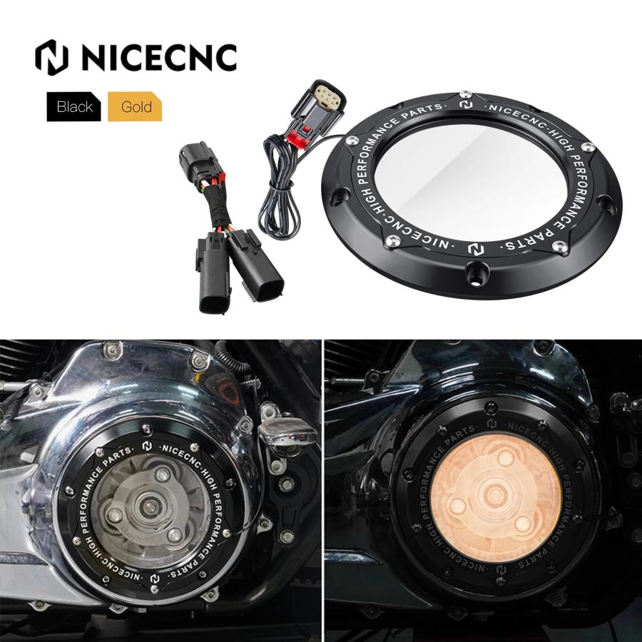 並行輸入品】 NICECNC クリア Derby クラッチ カバー LED ライト
