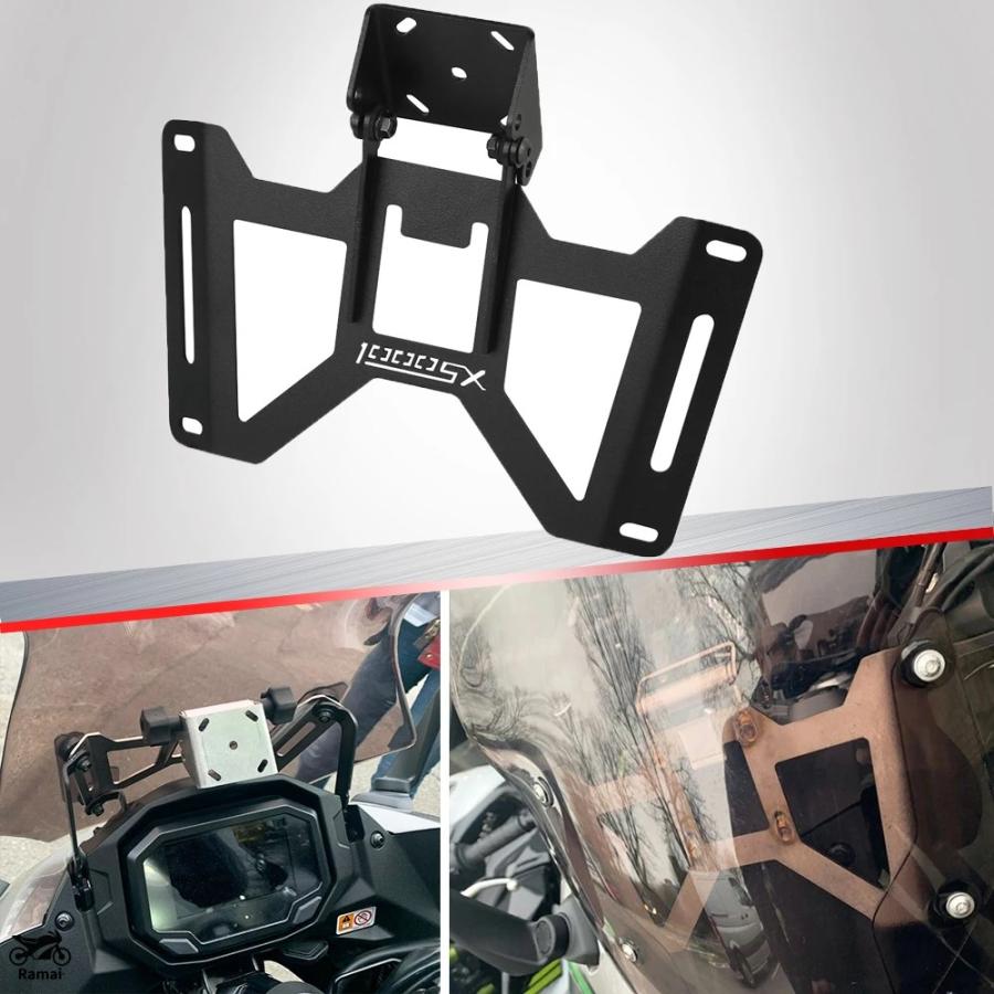 Supporto Staffa Per Telefono GPS Per Kawasaki Ninja Z1000SX (Z 1000 SX) 2017-2020 – Parabrezza Anteriore In Metallo