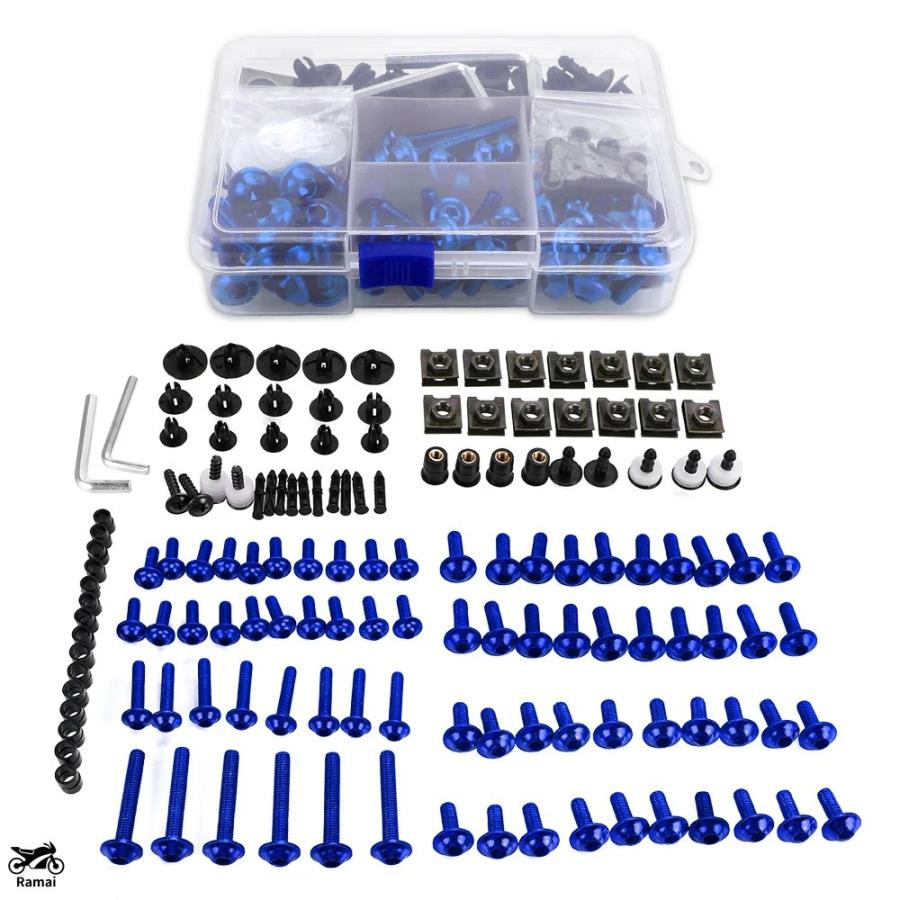 Jeu De 10 Boulons Pare-Brise Pour Suzuki GSXR600/750/1000 K1-K11 - Aluminium Anodisé, Couleur Bleu