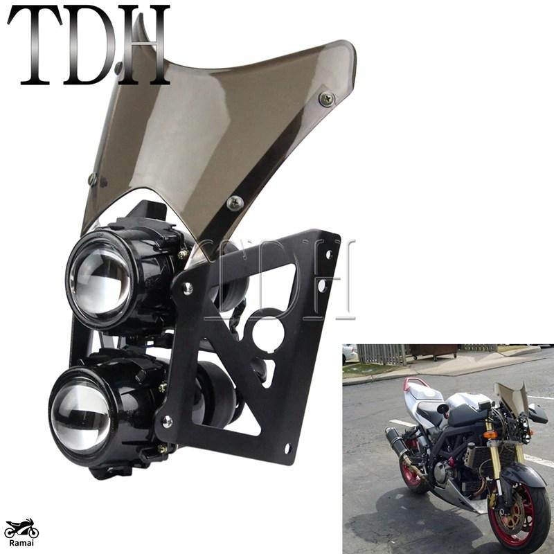 バイク用 プロジェクターヘッドライト 汎用 カスタムパーツ 並行輸入品 バイク 汎用 Twin Stacked プロジェクター ヘッドライト