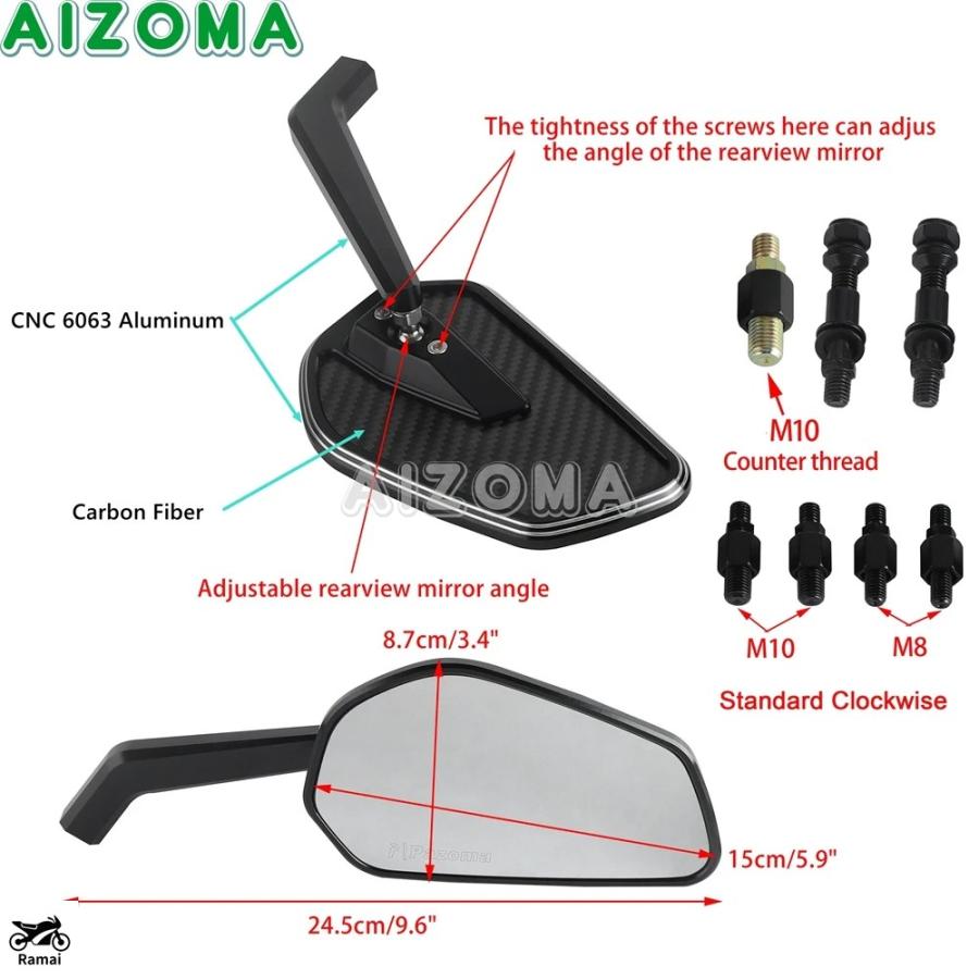 並行輸入品】 8mm 10mm バイク リア サイドミラーs ハーレー ダイナ