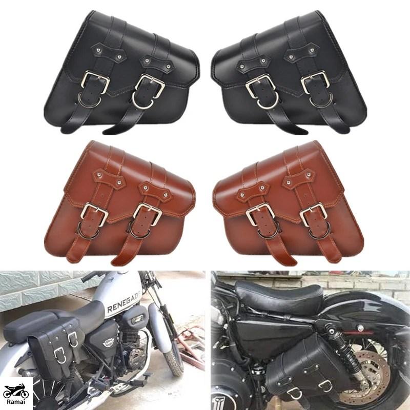 PU レザー レトロ サドル バッグ バイク ラゲッジ サイド Tool 汎用品 