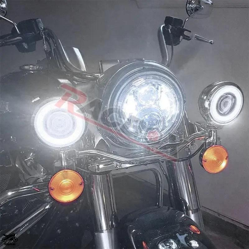 並行輸入品 メタル バイク LED ヘッドライト イカリング ホワイト