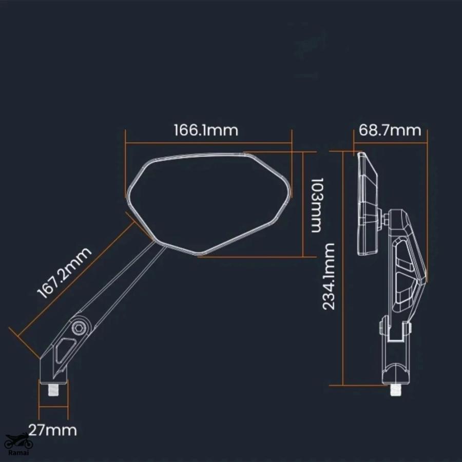 並行輸入品 リア ミラー 汎用 ドゥカティ ムルティストラーダ 1100 950