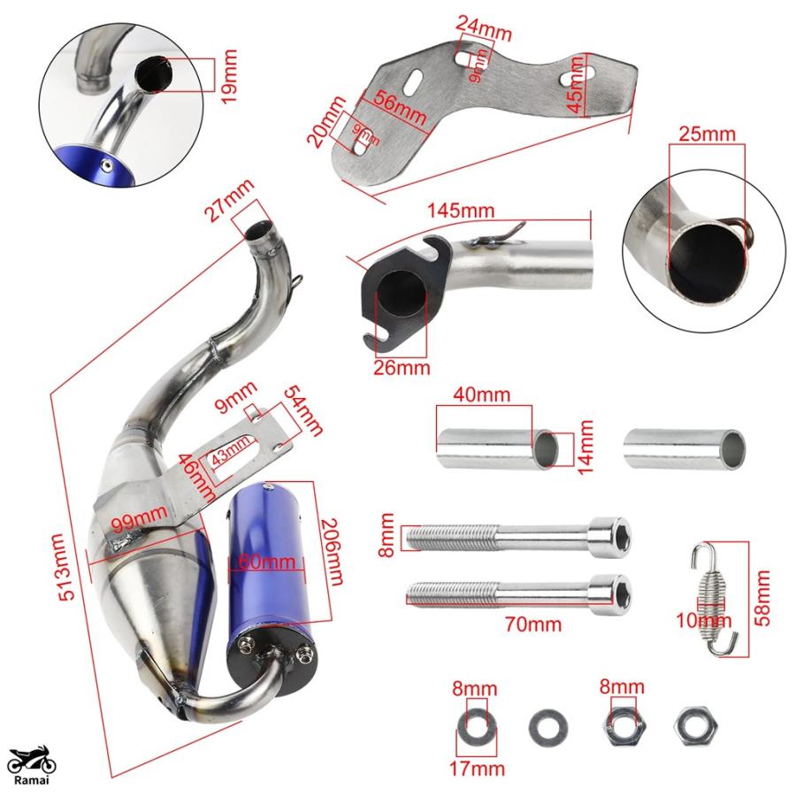 kijun マフラー 並行輸入品】 スクーター エキゾースト マフラー パイプ ホンダ AE18E
