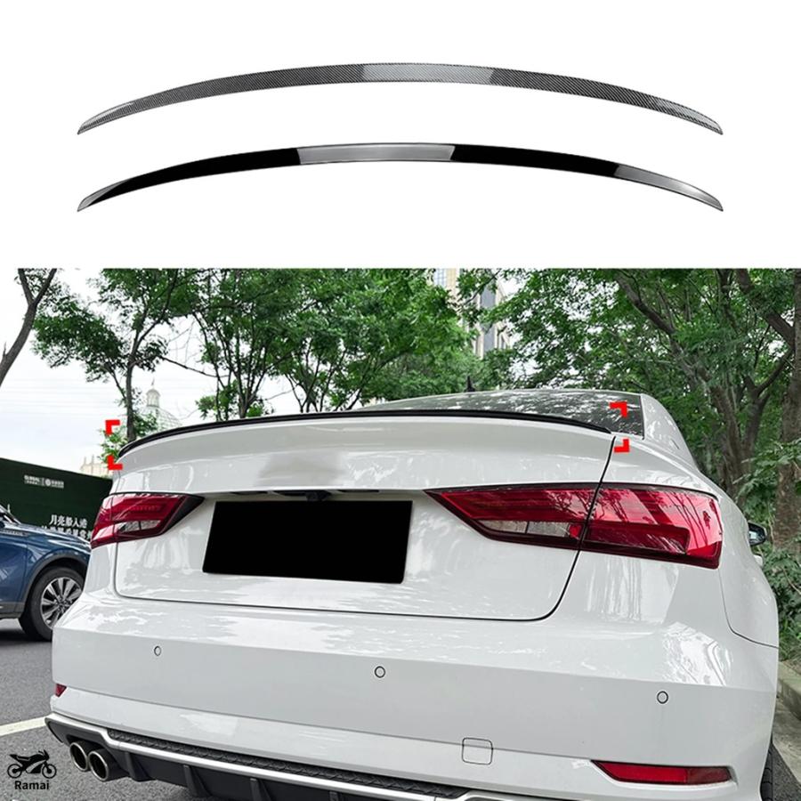 並行輸入品 アウディ A3 S3 8V サルーン 2014年-2020年 4 部屋の入り口 S 後押し ブート スポイラー 舞台の袖 炭素/つやあり 黒いこと 尻っ方論理ゲート スプリッター