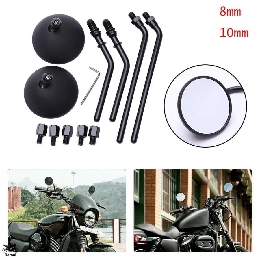 並行輸入品】 10mm バイク リア サイド ミラーs ブラック レトロ