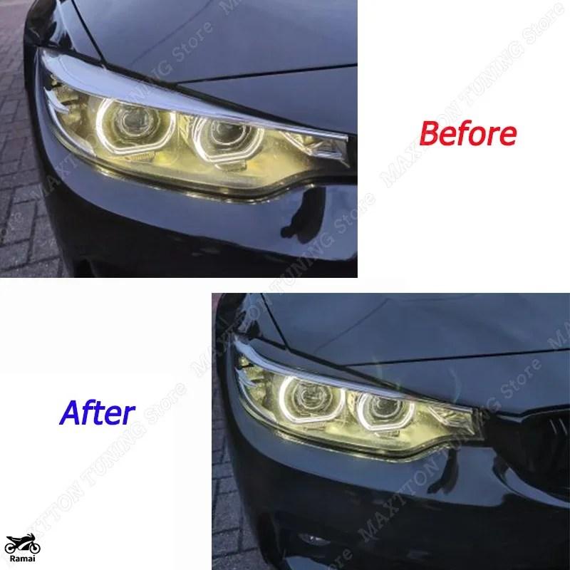 並行輸入品】 1 ペア つやあり ブラック ヘッドライト アイライン BMW