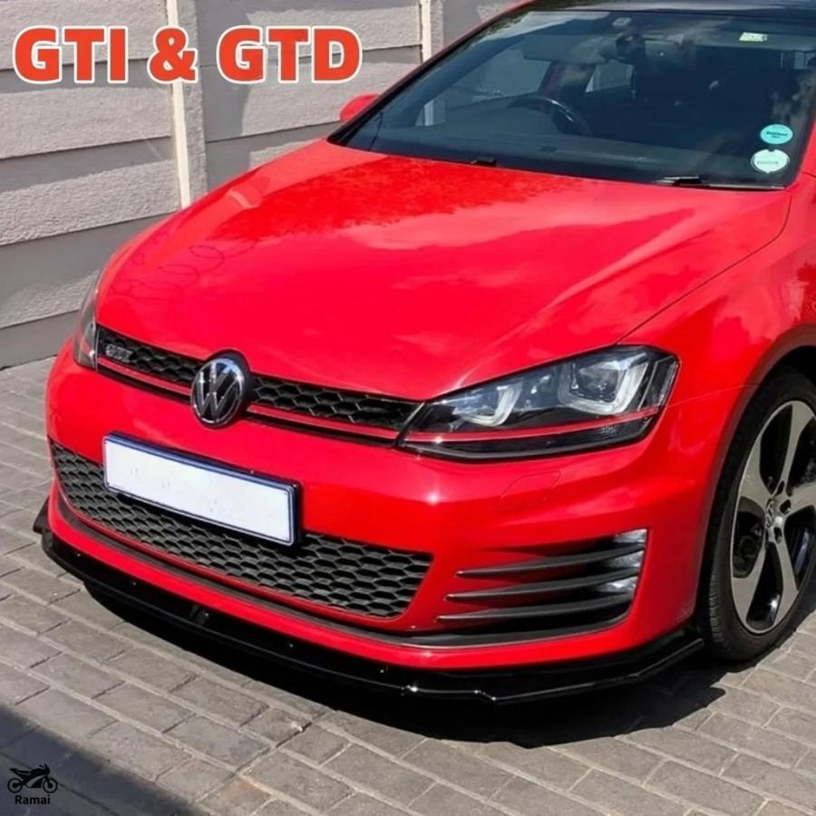 並行輸入品 CS VW ゴルフ 7 7.5 MK7 MK7.5 GTI GTD GTE R R-ライン 2012年-2019年 フロント バンパー リップ スポイラー スプリッター デュフューザー キッ_3