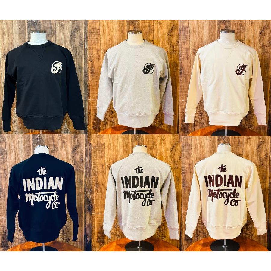 【Indian Motocycle】オールチェーン刺繍 スウェットシャツ Script logo 3カラー インディアンモトサイクル ランブル ...