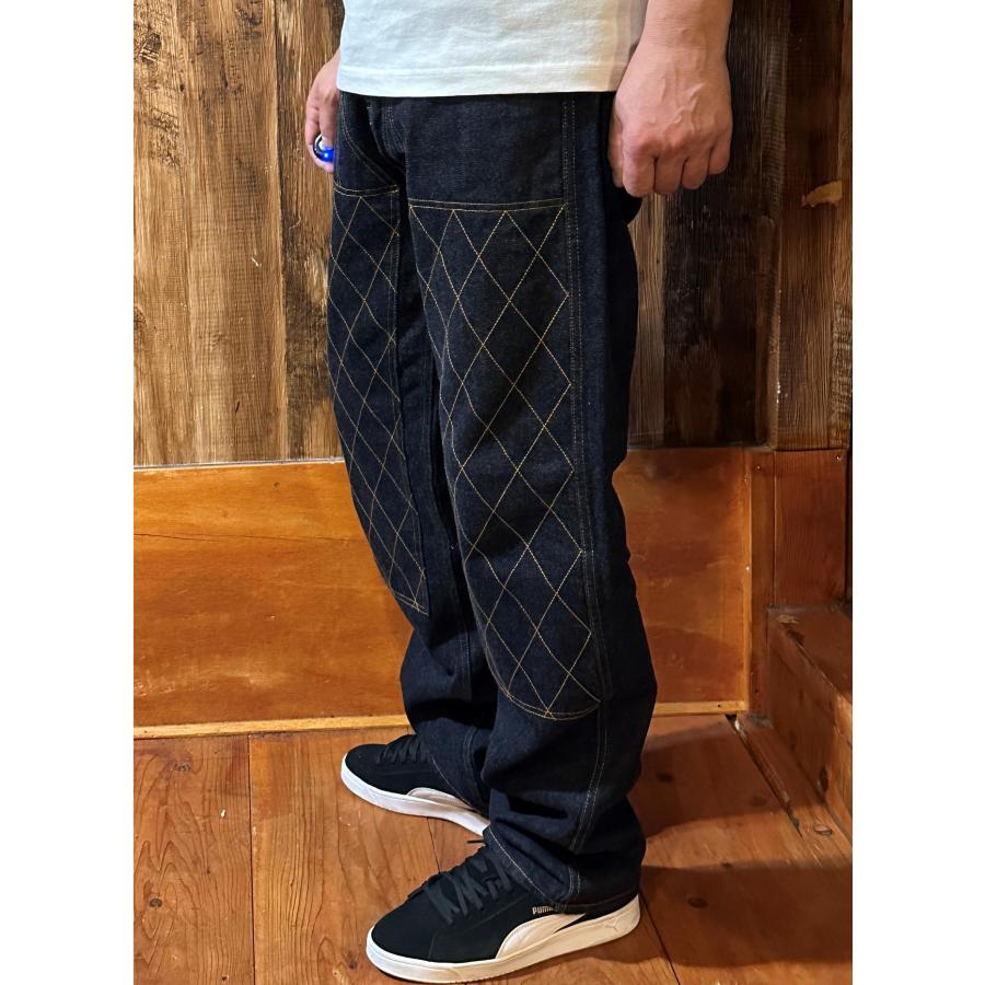 児島ジーンズ】ダイヤステッチ ダブルニーワイドパンツ 2カラー Wニー