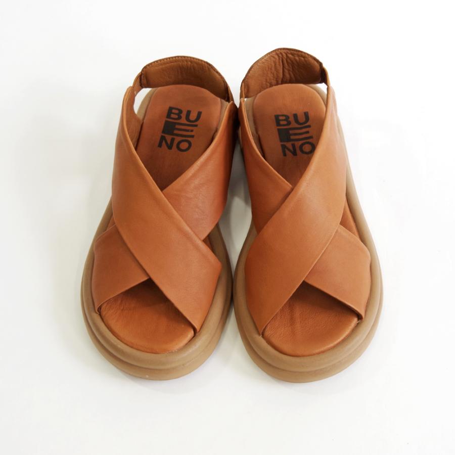 【一部予約受付中】【BUENO SHOES ブエノシューズ】 クロスベルトサンダル 【A2603】厚底 つっかけ フラット レザー 黒 ベージュ シルバーの画像