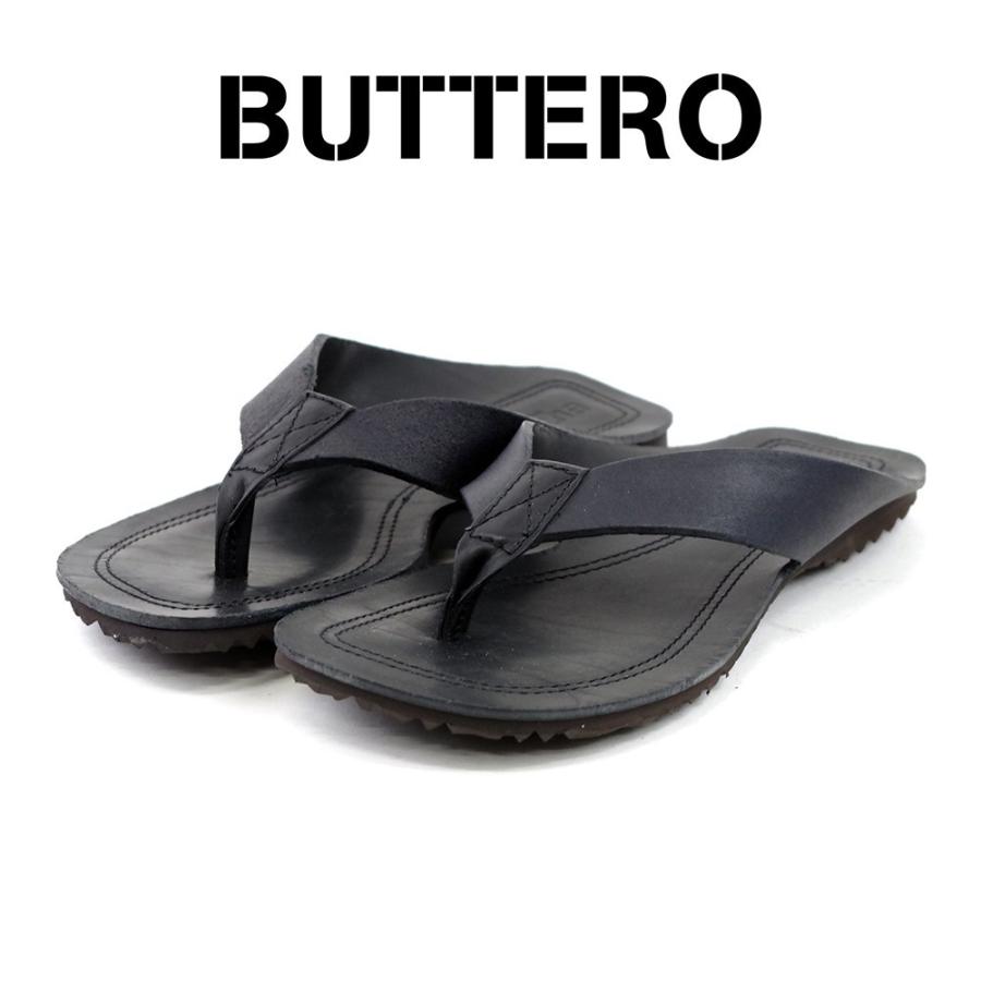 BUTTERO ブッテロレザートングサンダル(B1856) ブラック イタリア製 紳士靴 レザー カジュアル メンズシューズ :but