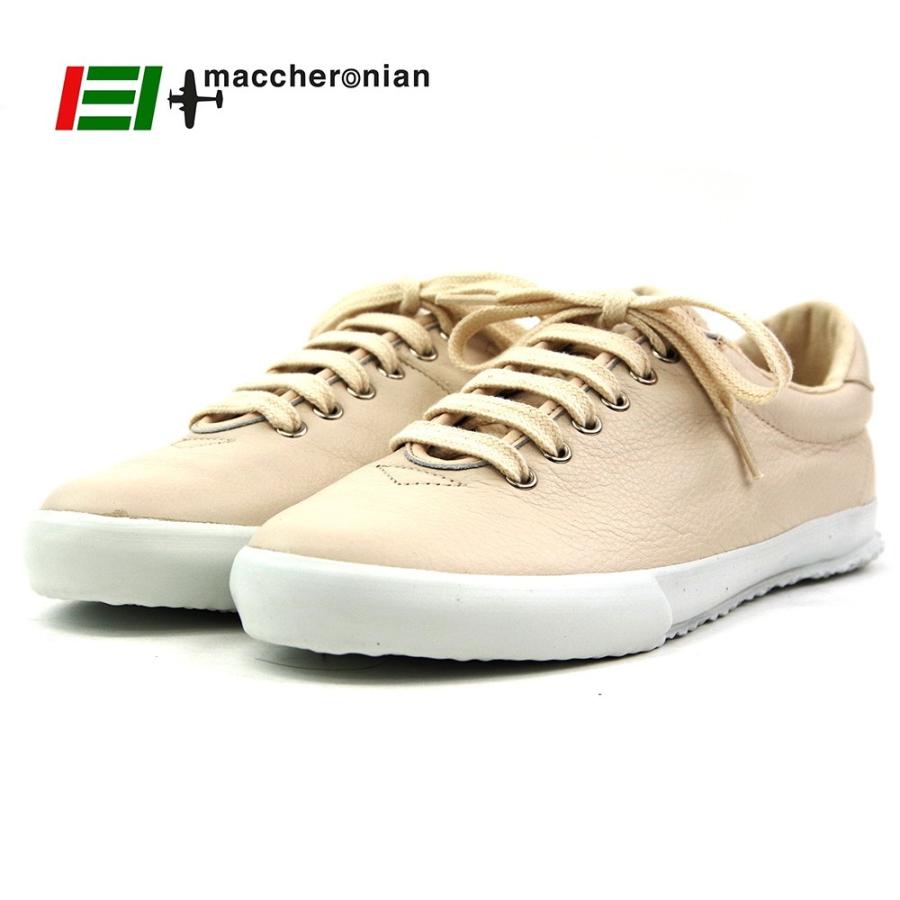 Maccheronian マカロニアン ローカットレザースニーカー ハンドメイド スニーカー 0039l パンナ ベージュ Mac 0039l Pa ランブルバイジーマ 通販 Yahoo ショッピング