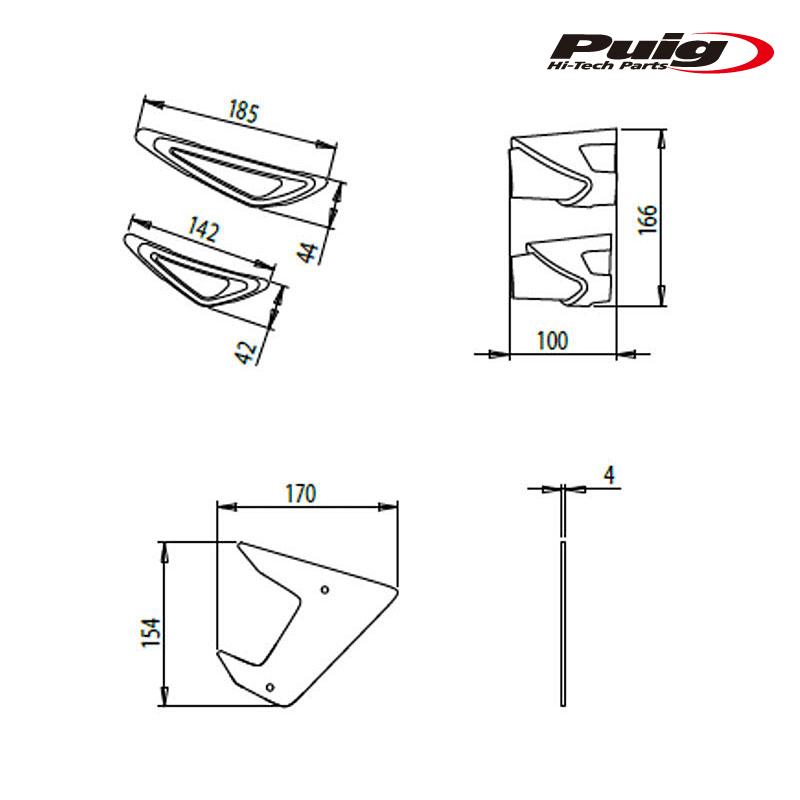 Puig（プーチ） Puig 20380R SIDE SPOILER WINGLET [RED] MT-09 (17-20