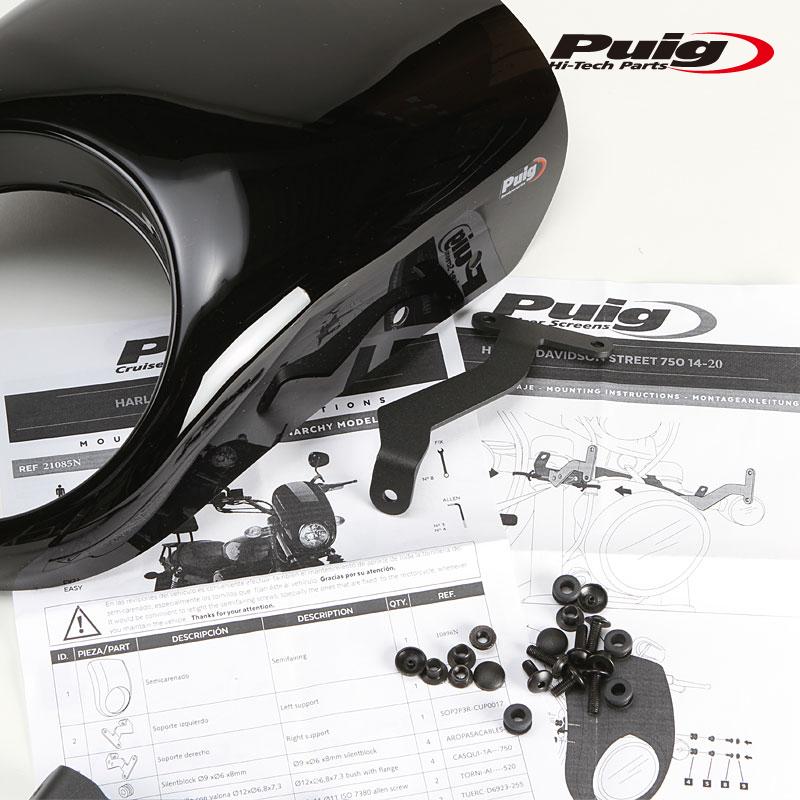 Puig 21085N SEMIFARING ANARCY [BLACK] Harley Davidson STREET 750 XG750 (15-20) プーチ プーチ セミフェアリング