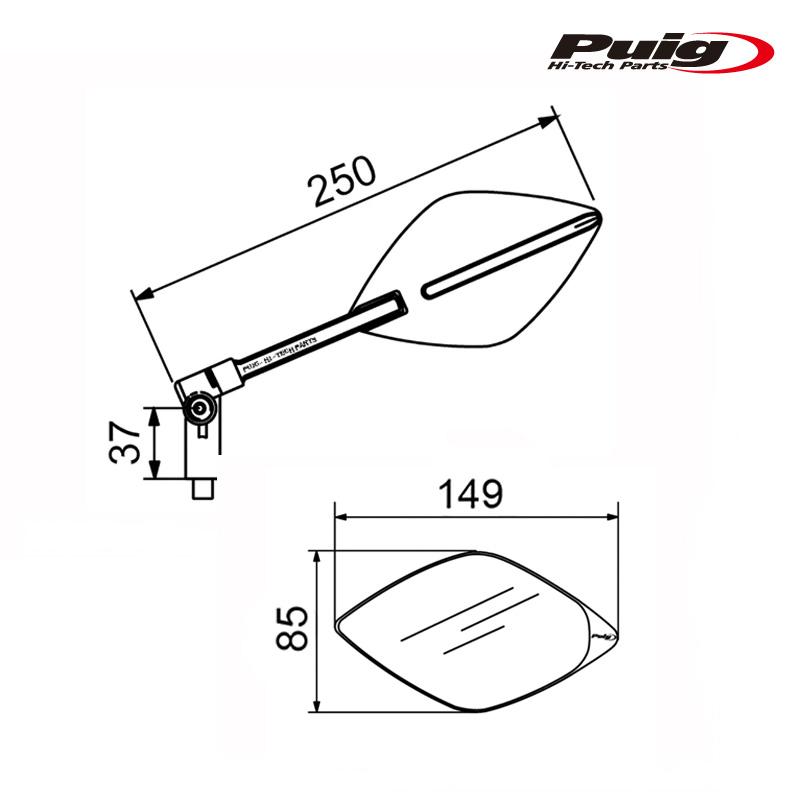 Puig 21124-25N MIRROR TOP TECH I [BLACK] プーチ 汎用タイプ ミラー_6