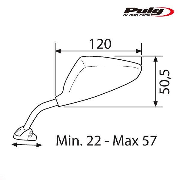 Puig（プーチ） Puig 7354C RS2 MIRROR RIHGT 70° 22-57mm 汎用
