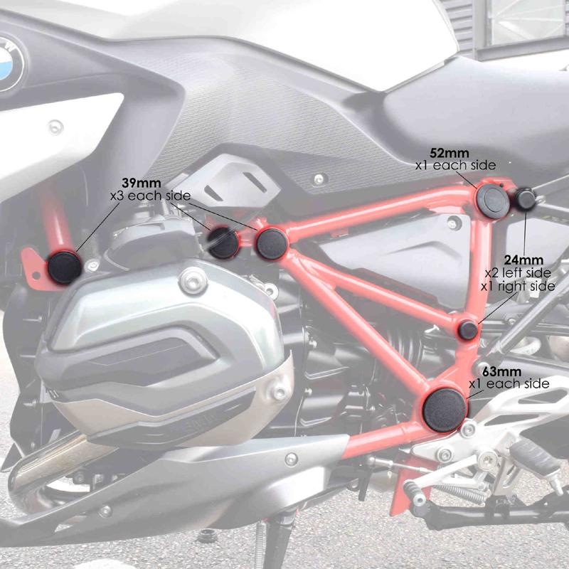 Puig 9333N CHASSIS CAPS [BLACK] BMW R1200R (15-18) R1200RS (15-18) R1250R (18-25) R1250RS (19-25) プーチ フレームキャップ　シャシ_1