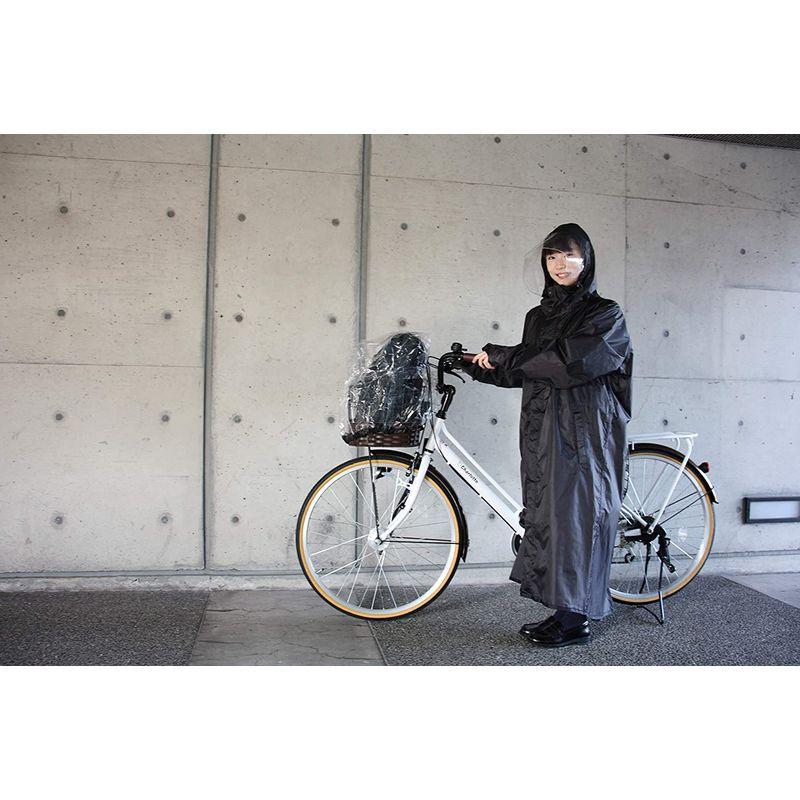 サギサカ(SAGISAKA) 自転車用 新リュック背負えるレインコート ブラック フリーサイズ