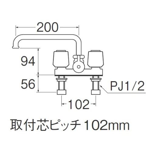 三栄　水栓金具　寒冷地ツーバブルデッキシャワ混合栓