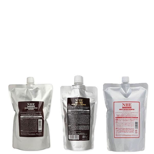 NHE ボリュームコントロールリペアトリートメント 1000g NHE モイストリペアシャンプー 1000mL NHE キューティクルリペアトリートメント 300mL 各詰め替え