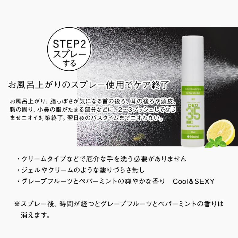 加齢臭 頭皮臭 消臭 スプレー 薬用デオ 35プラス 15mL お試しミニボトル 約5日分 ドクターデオドラント 加齢臭を消す 制汗剤 男 女性 薬用DEO 35PLUS+｜ramsmarks｜15