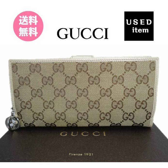 GUCCI グッチ Wホック 長財布 GGキャンバス Gマーク ベージュ 中古 GGキャンバス 長財布 グッチ GUCCI Wホック長財布 GG柄