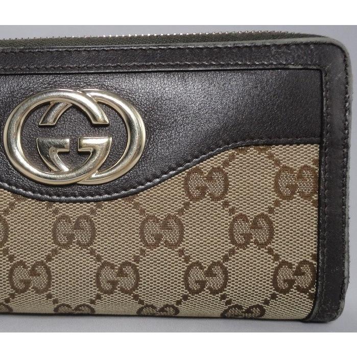 ✨未使用展示品✨　GUCCI 長財布　キャンバス　GGライン ラウンドファスナー GUCCI 長財布 ラウンドファスナー GG柄 キャンバス ブラウン
