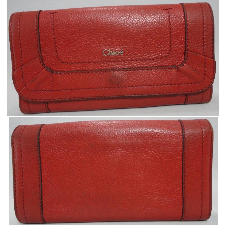 Chloe（クロエ） 長財布 ジップ長財布 レザー 赤 中古 送料無料 used