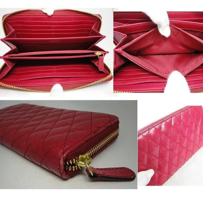 COACH コーチ ラウンドジップ長財布 ピンク レザー キルティング coach