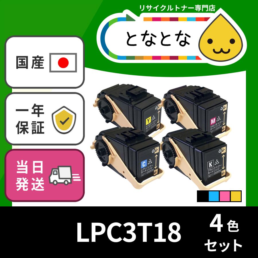 LPC3T18 4色セット( LPC3T17 の大容量) リサイクルトナー LP-S7100C2 LP-S71RC8 LP-S71ZC8 LP