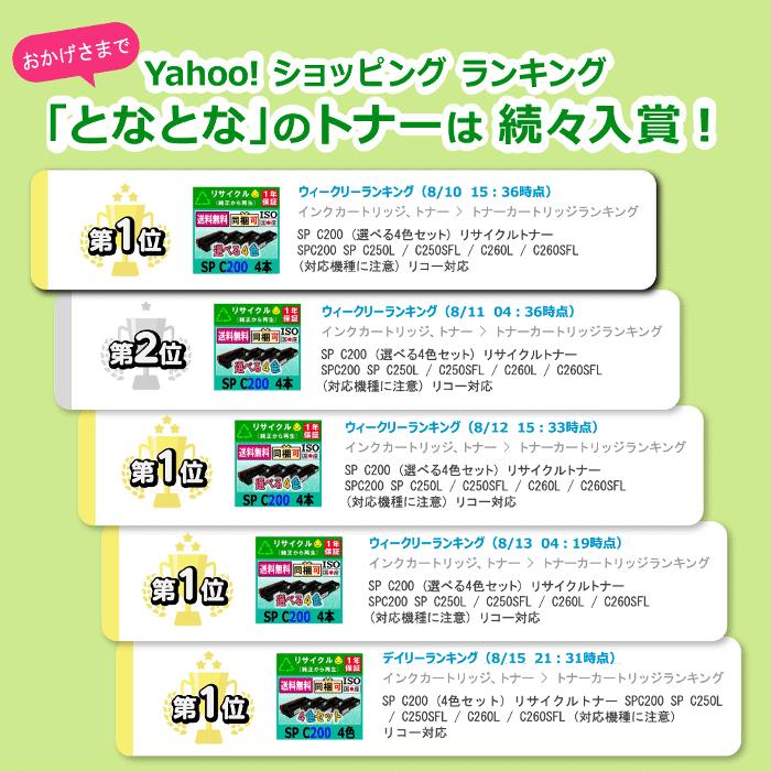 SP C200 (選べる4色セット) リサイクルトナー SPC200 SP C250L C250SFL/ C260L C260SFL (対応機種に注意) リコー対応 :40-92-spc200-4set-sel:リサイクルトナーの となとなnet - 通販 - Yahoo!ショッピング SP C200 (選べる4色セット) リサイクルトナー SPC200 SP C250L C250SFL/ C260L C260SFL (対応機種に注意) リコー対応 :40-92-spc200-4set-sel:リサイクルトナーの となとなnet - 通販 - Yahoo!ショッピング
