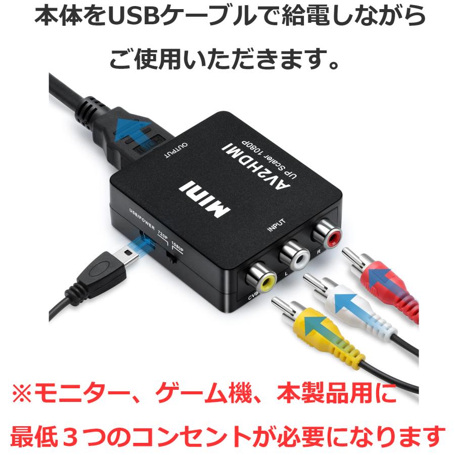 RCAからHDMI変換 RCA HDMI 変換 アダプター ファミコン PS2 ゲーム機｜rank-up｜06
