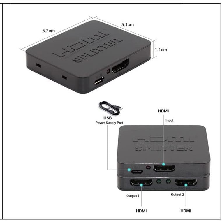 4K HDMI分配器１入力2出力 2画面同時出力 HDMIスプリッター HDMI 分配器 1入力 2画面同時出力 スプリッター アルミ合金筐体