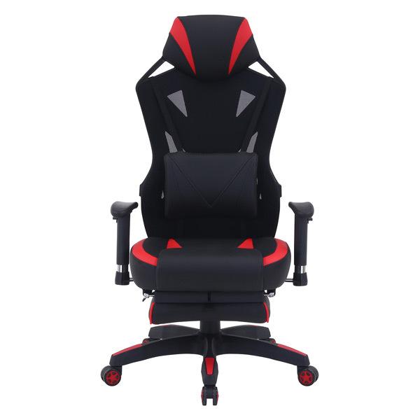 メッシュゲーミングチェア レイズ フットレスト付き レッド 19429