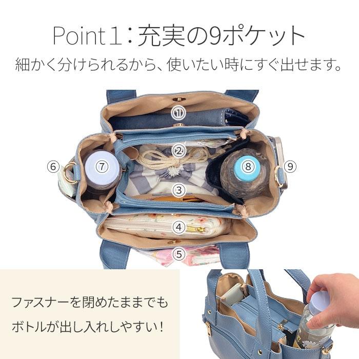 ミニトートバッグ【KBN53443】レディース ポケット多い 多収納