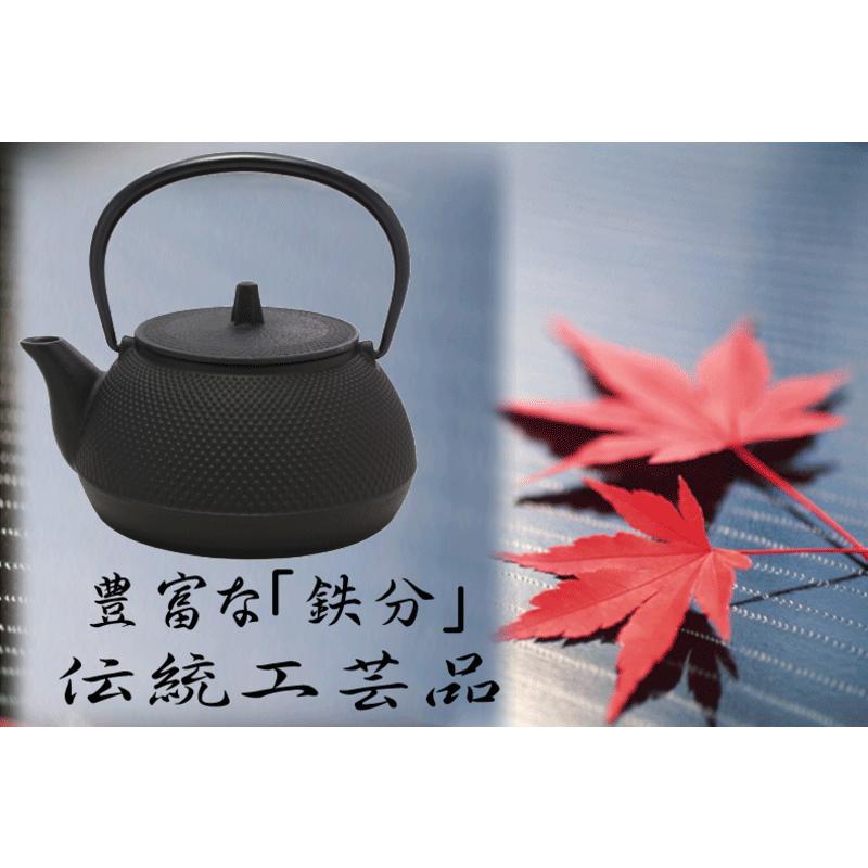 岩鋳（IWACHU） 南部鉄器 鉄瓶 急須 0.65L 5型新アラレ IH対応 釜敷 丸