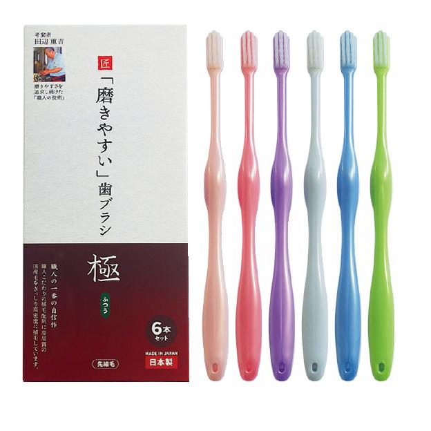 ライフレンジ 磨きやすい歯ブラシ極 ふつう 6本セット LT-53 田辺重吉