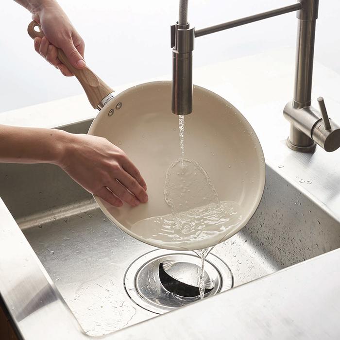 【丁寧発送】カクセー正規販売店 セラミック フライパン 26cm ウォームアイボリー NB-45 グリンデイ・ウィズ 遠赤外線 IH対応  ガス火 セラミック ホワイト PFOA | Kakusee | 04