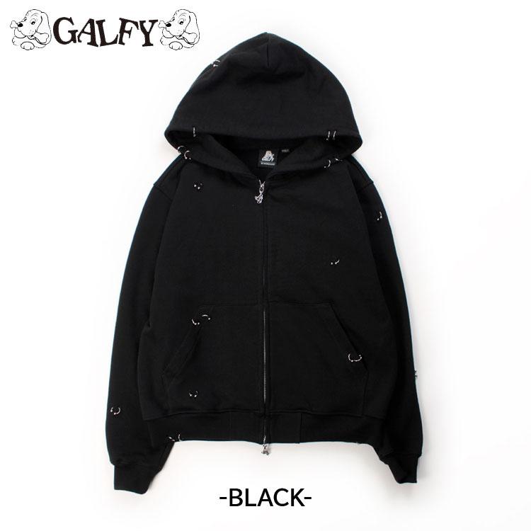 GALFY ブラック ジップアップパーカー GALFY (ガルフィー) ガルクエジップパーカー BLACK / ロック