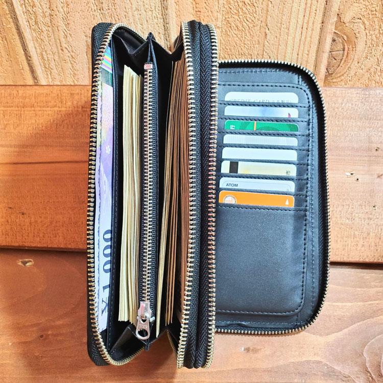 シープスキン ロングウォレット 長財布 羊革 財布 ダブルラウンド