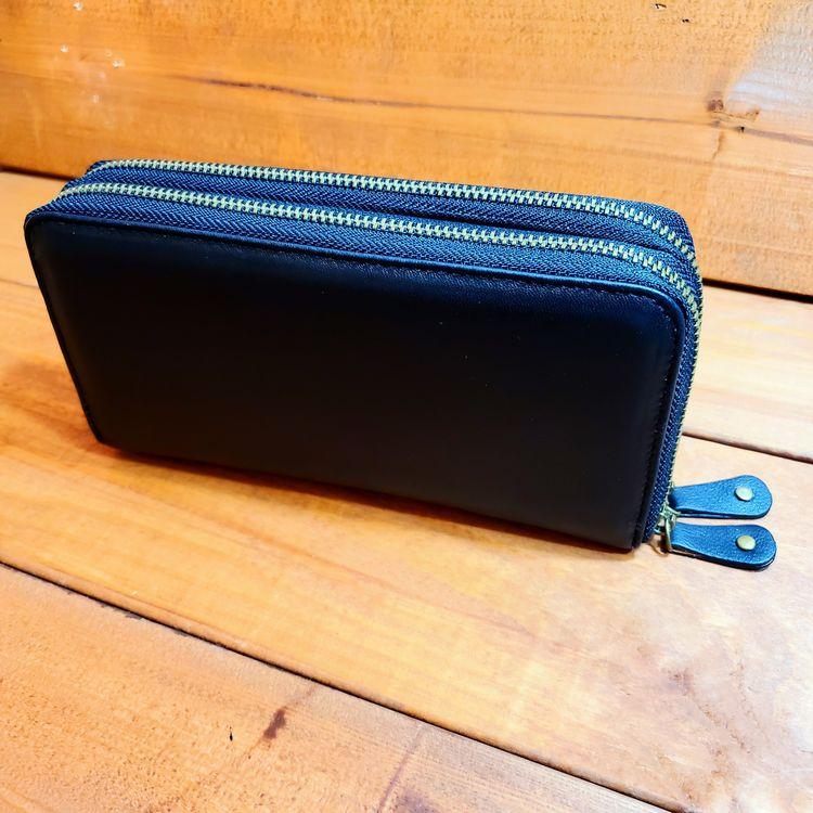 シープスキン ロングウォレット 長財布 羊革 財布 ダブルラウンド